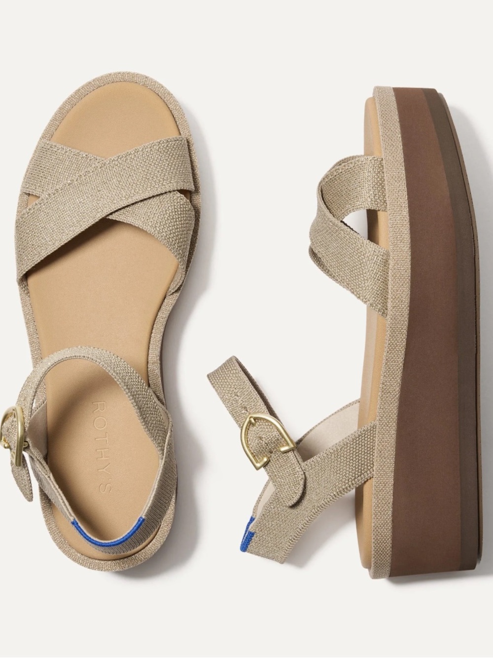 NEW Rothy’s The Criss Cross Lightweight Wedge Platform Sandal in Aurora